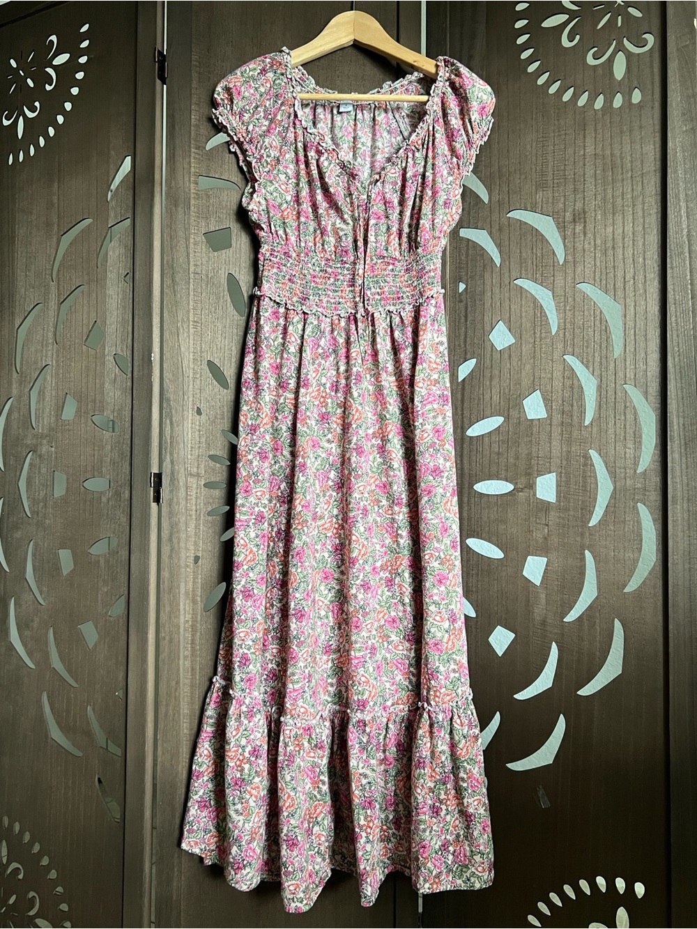 Old Navy Pink Floral Maxi Dress with Ruffle Hem